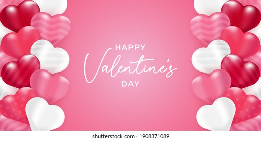 Valentines Day vector background illustration template. Valentines Day background with realistic hearts vector. Happy Valentines day vector sale banner, flyer, invitation, poster, background design