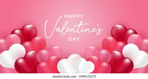 Valentines Day vector background illustration template. Valentines Day background with realistic hearts vector. Happy Valentines day vector sale banner, flyer, invitation, poster, background design