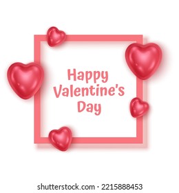Plantilla de ilustración de fondo vectorial de San Valentín. Antecedentes del Día de San Valentín con vectores de corazones realistas. Feliz Día de San Valentín venta de vectores banner o diseño de afiches de invitación de volante