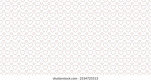 Valentine's Day vector background. Love hearts seamless pattern. Red hearts symbols repeated banner. outline hearts icons. Simple ornamental texture for clothes prints, greeting card, holidays design