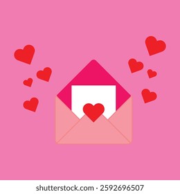 Valentine's Day vector background with love letters and hearts for banners, cards, flyers, social media wallpapers