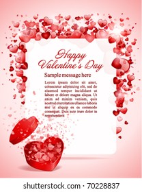 Valentine's day vector background with open gift