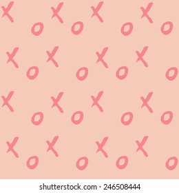 Valentines Day Vector Background Pattern. Hugs and Kisses XO