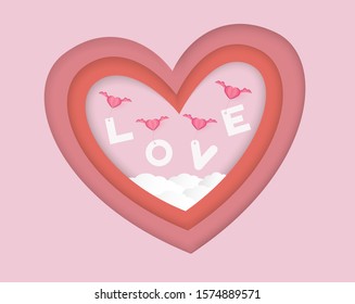 Valentines day vector background with pink heart shape