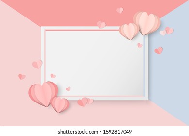 Valentines day vector background with pink heart shape
