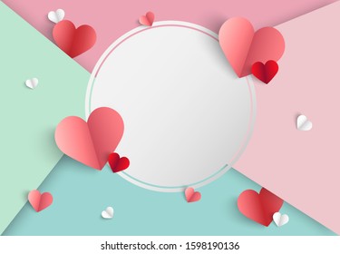 Valentine's day vector background with pink heart shape