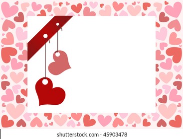 Valentine's day vector background with red bow and tag-heart