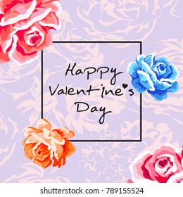 Valentines day vector background with rose flower