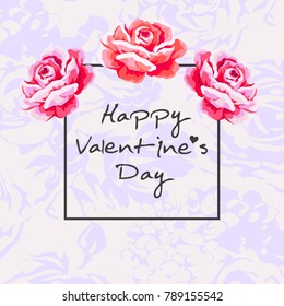 Valentines day vector background with rose flower