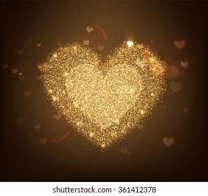 Fondo vectorial del Día de San Valentín con espárragos y glitters. Diseño de vacaciones.