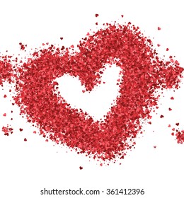 Valentinstag Vektorhintergrund mit Falten und Glittern. Urlaubsdesign.