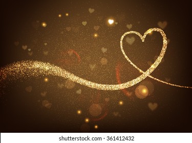 Valentines Day Vector Background With Sparkles and Glitters. Holiday Design.