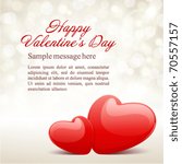 Valentine's day vector background two hearts with ribbon and light