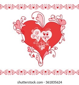 Valentines day vector background with two hearts