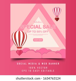 Valentine's day vector banner background template. 