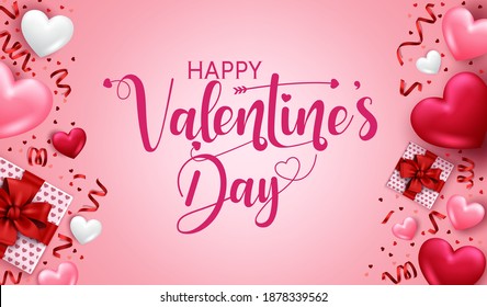 Valentines day vector banner template. Happy valentine's day in empty space for messages with valentine's decoration element for greeting card design. Vector illustration