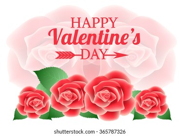 Valentines day vector Beautiful colorful rose card  background.
