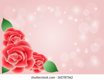 Valentines day vector Beautiful colorful rose card  background.