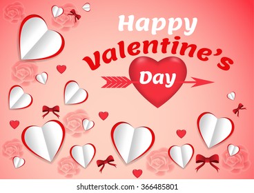 Valentines day vector Beautiful heart card  background.