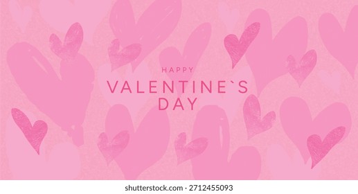 Valentines Day vector border with pink and red glowing hearts on transparent background. Romantic light gradient frame for greeting card, poster, flyer, or social media design