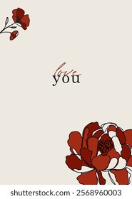 Valentines day vector card  with flowers and love romantic messages
