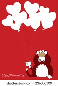 Valentine's day vector card with funny cat