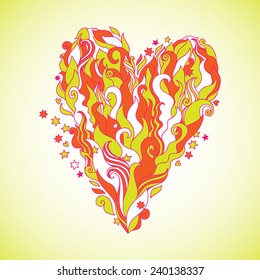 Valentines Day  vector card with funny doodle heart. Vintage stylized. Can be used for cards, invitations, fabrics, wallpapers, scrap-booking, ornamental template for design and decoration, etc