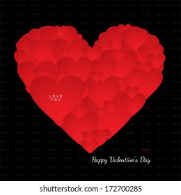 Valentine's Day vector card with gray and red love lettering background