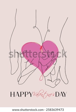 Valentines day vector card with hands and love romantic messages
