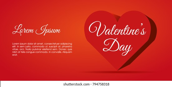Valentines day vector card illustration background with big 3D hearts. Use for wallpaper, flyers and banners.