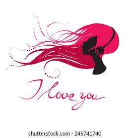 Valentine's Day vector card with I love you handwritten text