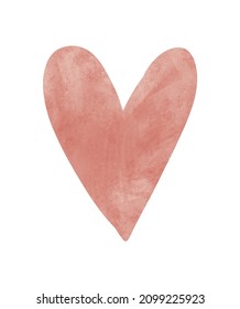 Valentine's Day Vector Card. Simple Red Grunge Heart on a White Background. Romantic Illustration Ideal for Card, Poster, Wall Art. Infantile Style Love Symbol. No Text.