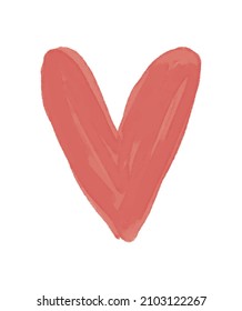 Valentine's Day Vector Card. Simple Red Grunge Heart on a White Background. Romantic Illustration Ideal for Card, Poster, Wall Art. Infantile Style Love Symbol. No Text.