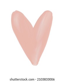 Valentine's Day Vector Card. Simple Pastel Pink Heart on a White Background. Romantic Illustration Ideal for Card, Poster, Wall Art. Infantile Style Love Symbol. No Text. Gender Neutral Color. 