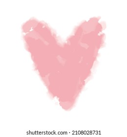 Valentine's Day Vector Card. Simple Pastel Pink Heart on a White Background. Romantic Illustration Ideal for Card, Poster, Wall Art. Infantile Style Love Symbol. No Text. 
