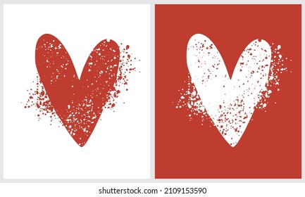 Valentine's Day Vector Card. Simple Hearts made of Spots Isolated on a Red and White Background. Romantic Illustration Ideal for Card, Poster, Wall Art. Infantile Style Love Symbol. No Text.