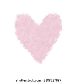 Valentine's Day Vector Card. Simple Pastel Pink Heart on a White Background. Romantic Illustration Ideal for Card, Poster, Wall Art. Infantile Style Love Symbol. No Text. 