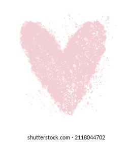 Valentine's Day Vector Card. Simple Pastel Pink Watercolor Style Hearts on a White Background. Romantic Illustration Ideal for Card, Poster, Wall Art. Infantile Style Love Symbol. No Text.