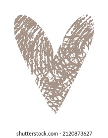 Valentine's Day Vector Card with Simple Dusty Brown Heart Isolated on a White Background. Romantic Illustration Ideal for Card, Poster, Wall Art. Infantile Style Love Symbol. No Text.