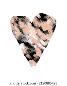 Valentine's Day Vector Card with Simple Pink-Black Heart Isolated on a White Background. Romantic Illustration Ideal for Card, Poster, Wall Art. Infantile Style Love Symbol. No Text.