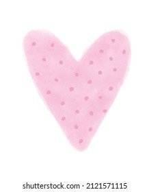Valentine's Day Vector Card with Simple Pastel Pink Dotted Heart Isolated on a White Background. Romantic Illustration Ideal for Card, Poster, Wall Art. Infantile Style Love Symbol. No Text.