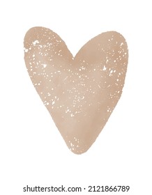 Valentine's Day Vector Card with Simple Light Brown Heart Isolated on a White Background. Romantic Illustration Ideal for Card, Wall Art. Infantile Style Love Symbol. No Text.