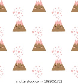 Valentine's Day - vector cards in flat style. Romantic seamless pattern with hearts