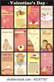 Valentine's day. Vector cards set