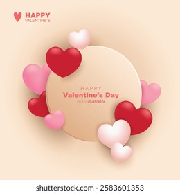 Valentine's day vector circle copy spac design background. Templates for social media posts backgrounds, cover, poster, banners, marketing, sales promotion
