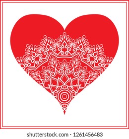 Valentines day vector clip art red greeting card with white paper heart design holiday