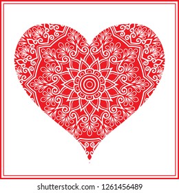 Valentines day vector clip art red greeting card with white paper heart design holiday