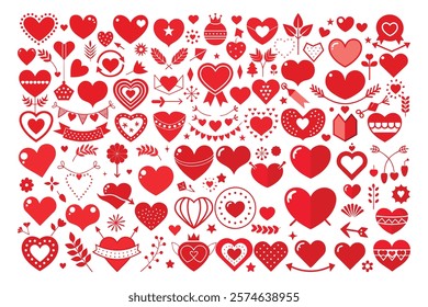 Valentine's Day Vector Clipart Pack. Featuring playful, cartoony designs object such as arrow  bow, balloons, boy in love, calendar, champagne toss, cherry, chocolate, cupcake, cupid, flower bouquet.