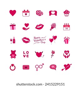 Colección vectorial del día de San Valentín. Con corazón, amor, flor, Perfecto para el tema del día de San Valentín el 14 de febrero Elementos para el diseño del festival del día de San Valentín.