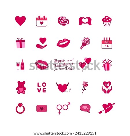 Valentine's day vector collection. Inculding heart, love, flower, Perfect for valentine's day theme on 14 february Elements for valentine day festival design.